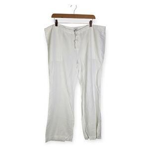 CABI Linen Lyocell Drawstring Piazza Coastal Wide Leg Pants XL White STYLE 5079